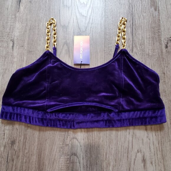Shein SXY Purple Velvet Chain Strap Bralette 2X - Picture 3 of 5